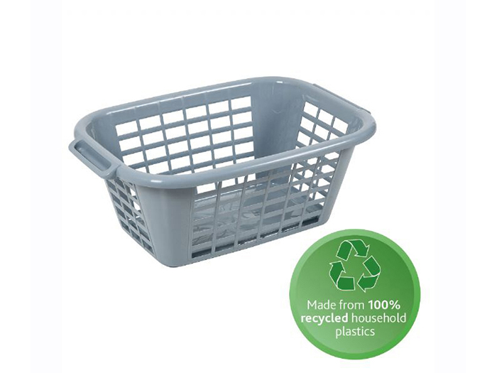 25 Litre Light Grey Addis Eco 100% Recycled Plastic Square Laundry Clothes Washing Basket
