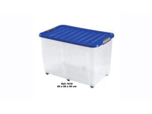 45L Heidrun Clear Plastic Storage Clip Lid Lock Box With Blue Lid 