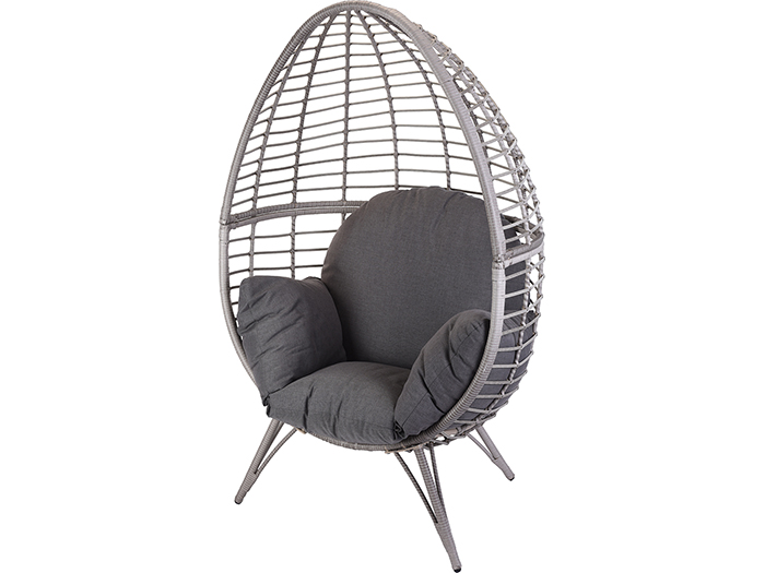 Grey Rattan Cat Egg Chair - Luxo Ruwa Indoor Outdoor Rattan Pet Bed