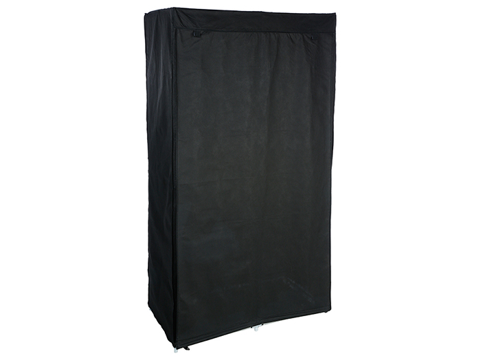 Canvas Wardrobe With Shelves In Black 89cm x 44.5cm x 169cm - Lava.mt